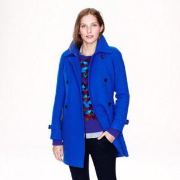 J Crew stadium-cloth boulevard trench / PETITE 0 / DEEP VIOLET (Cobalt) Petite 0